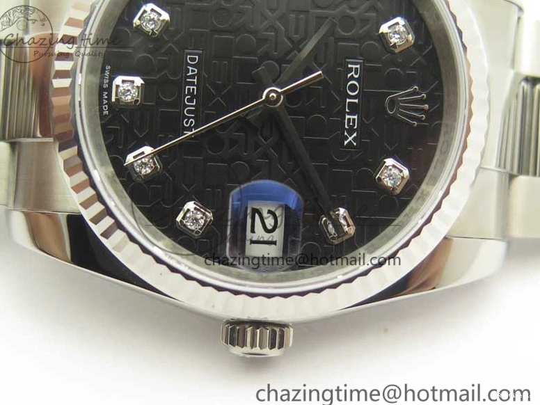 0104 Breathable DateJust 36 SS 116200 Fluted Bezel DJF Best Edition Black Com Diam Dial on SS 904L Oyster Bracelet A 3367